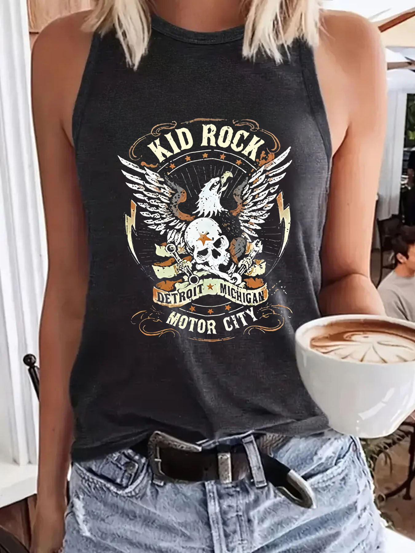 Women's Letter Graphic Crew Neck Sleeveless Tank Top - Casual Summer Graphic Tee - Image 4