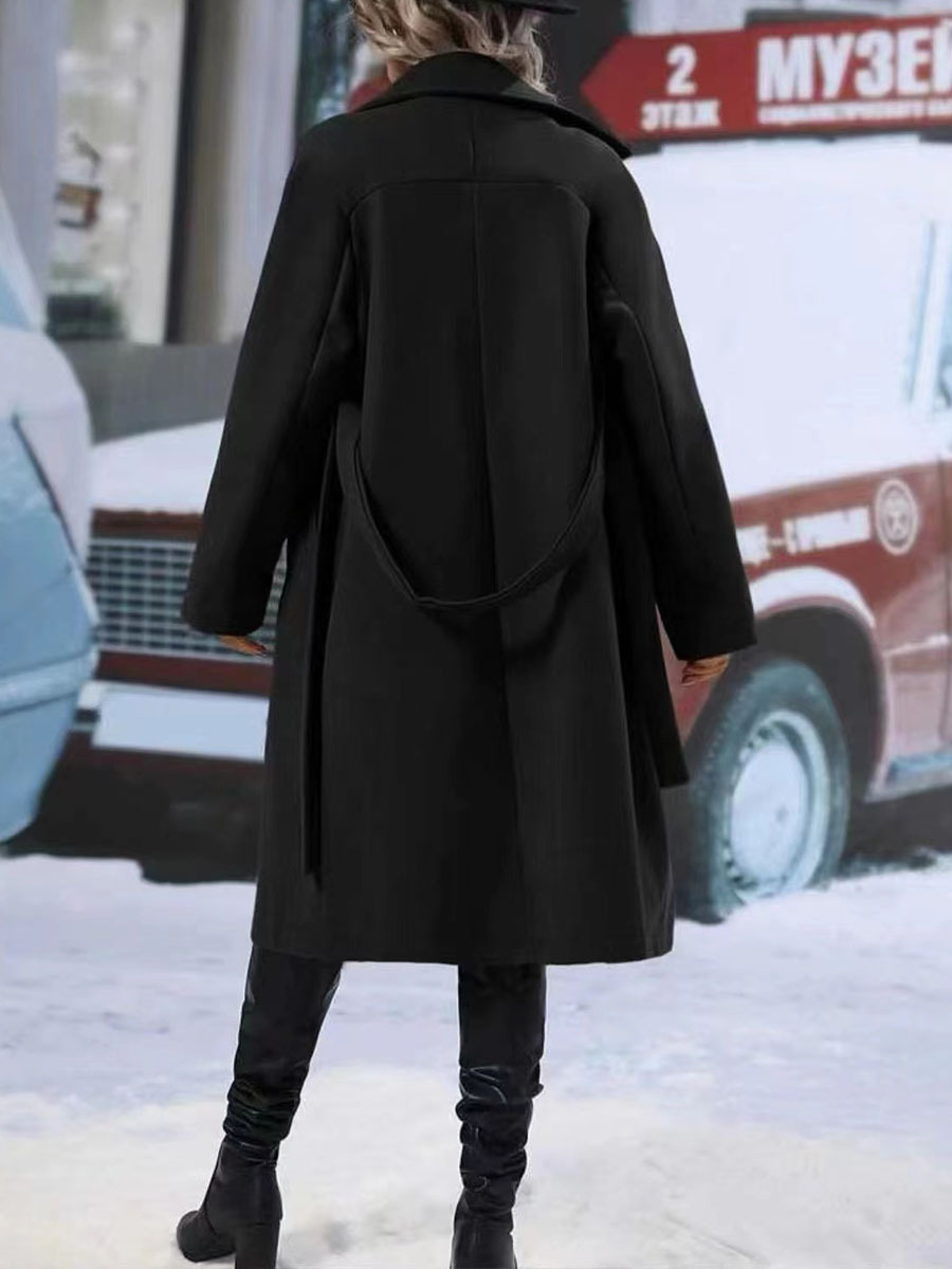 Women's Classic Double-Breasted Belted Trench Coat - Elegant Slim Fit Windbreaker - Image 10