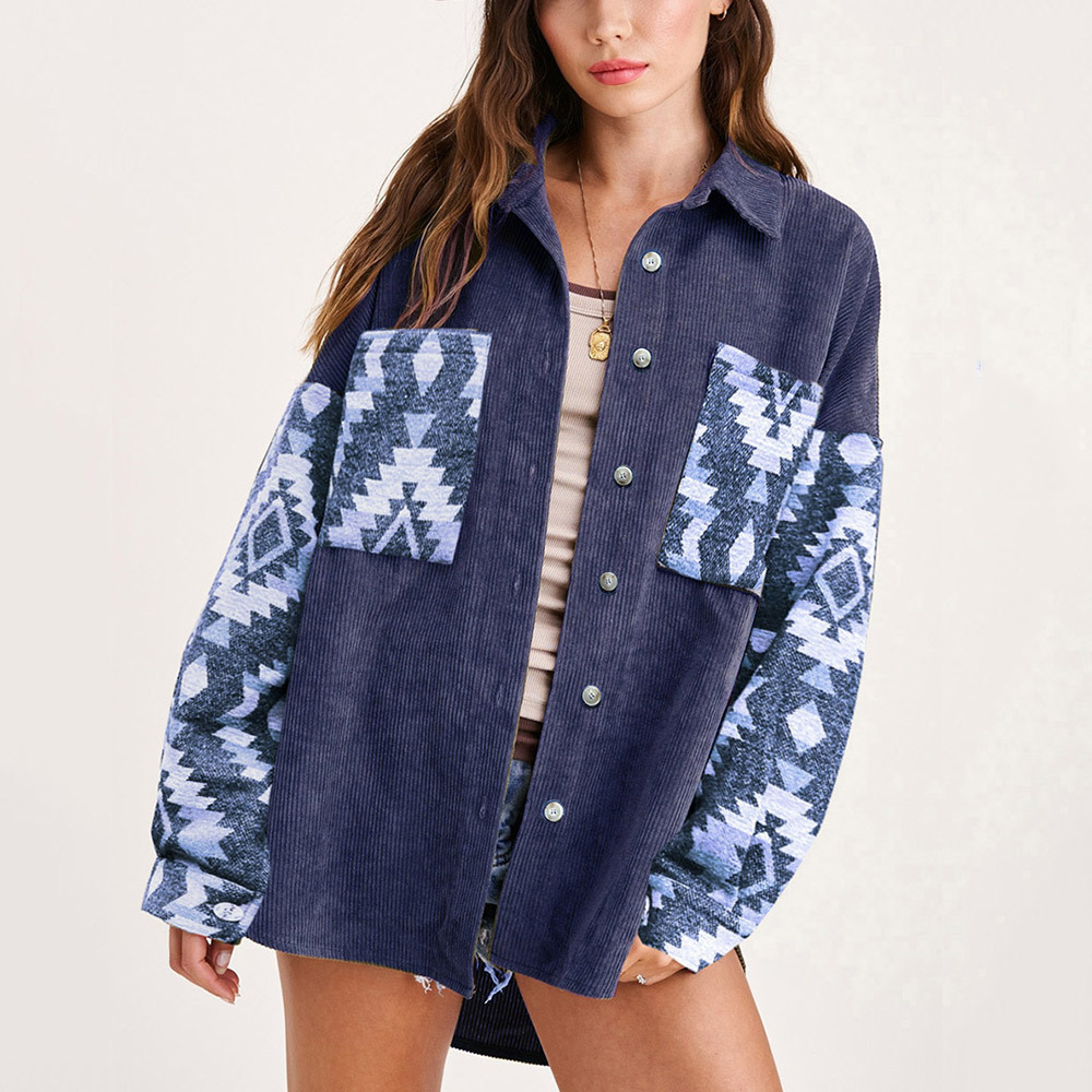 Women's Vintage Western Corduroy Jacket - Fall Winter Cowboy-Inspired Outerwear
