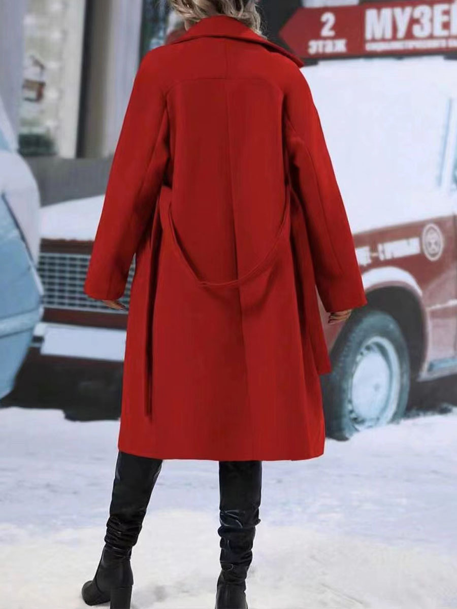 Women's Classic Double-Breasted Belted Trench Coat - Elegant Slim Fit Windbreaker - Image 8