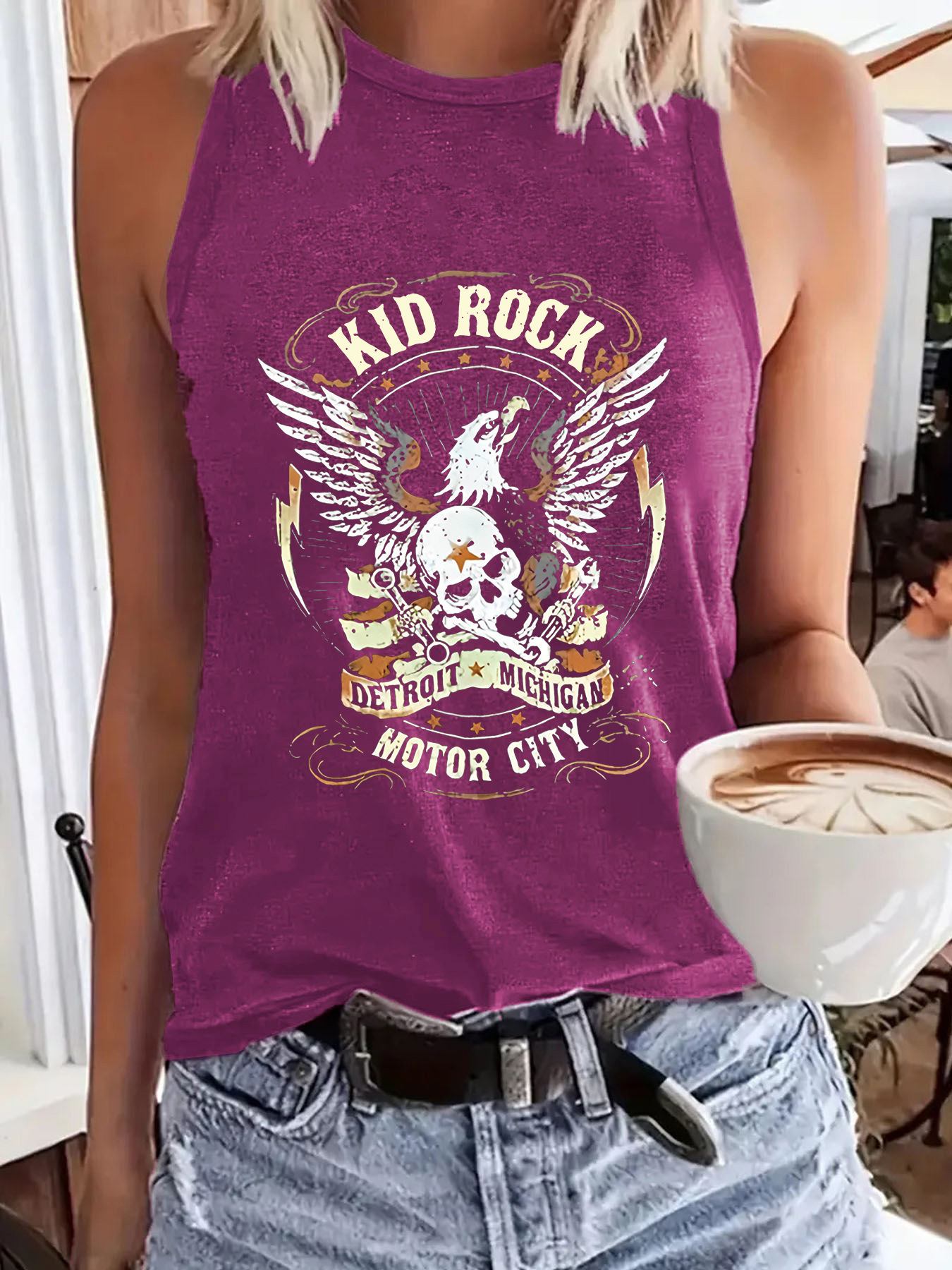 Women's Letter Graphic Crew Neck Sleeveless Tank Top - Casual Summer Graphic Tee - Image 8