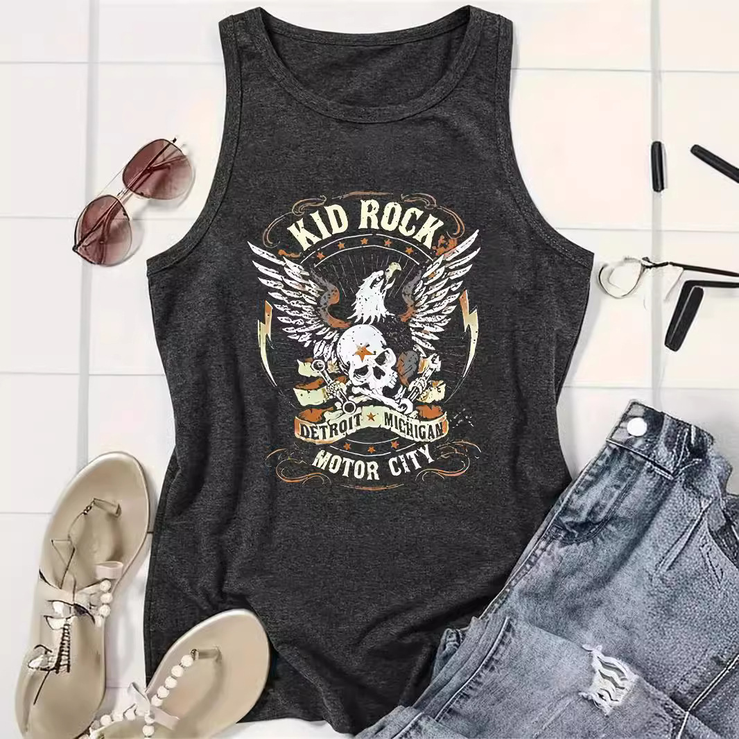 Women's Letter Graphic Crew Neck Sleeveless Tank Top - Casual Summer Graphic Tee - Image 6