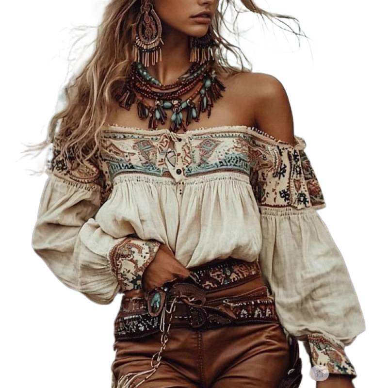 Women's Vintage Western Cowboy Shirt - Retro Button-Up Festival Blouse - Image 3
