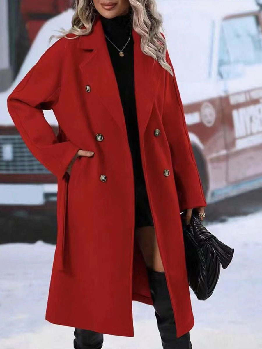 Women's Classic Double-Breasted Belted Trench Coat - Elegant Slim Fit Windbreaker - Image 2