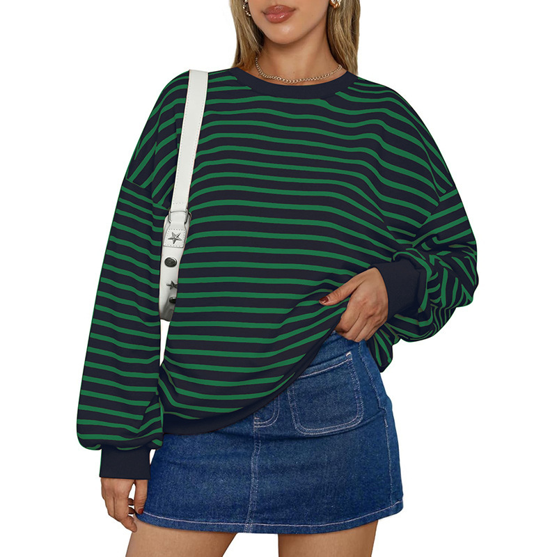 Women's Oversized Striped Pullover Hoodie - Casual Loose Streetwear Cotton Sweatshirt - Image 9