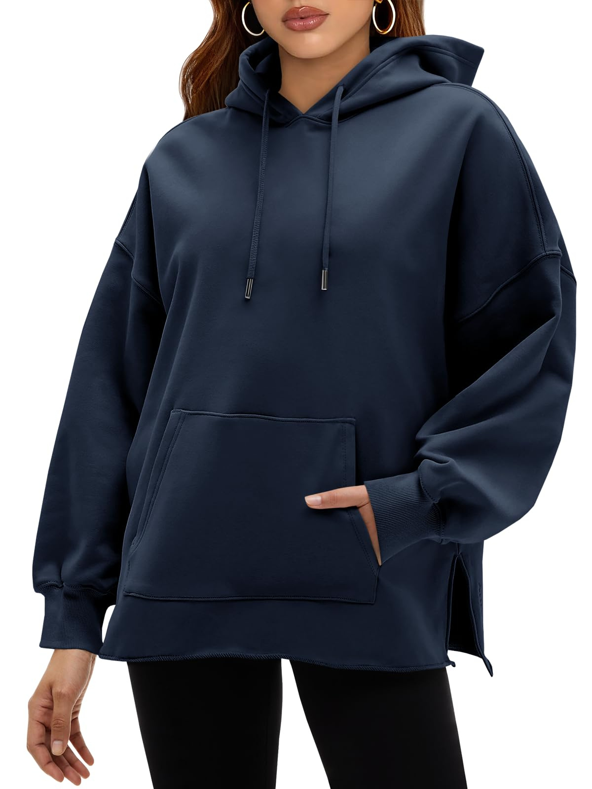 Women's Oversized V-Neck Drawstring Hoodie - Soft Casual Long Sleeve Pullover Sweatshirt - Image 7