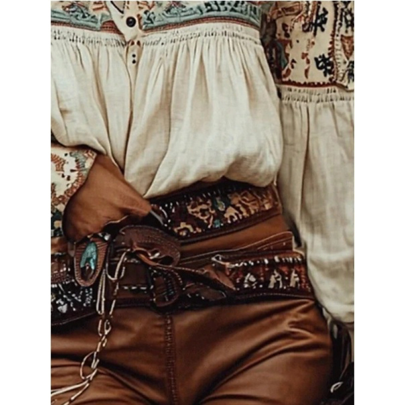 Women's Vintage Western Cowboy Shirt - Retro Button-Up Festival Blouse - Image 4