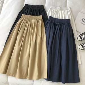 Elegant High-Waist A-Line Midi Skirt - Professional Commuter Workwear