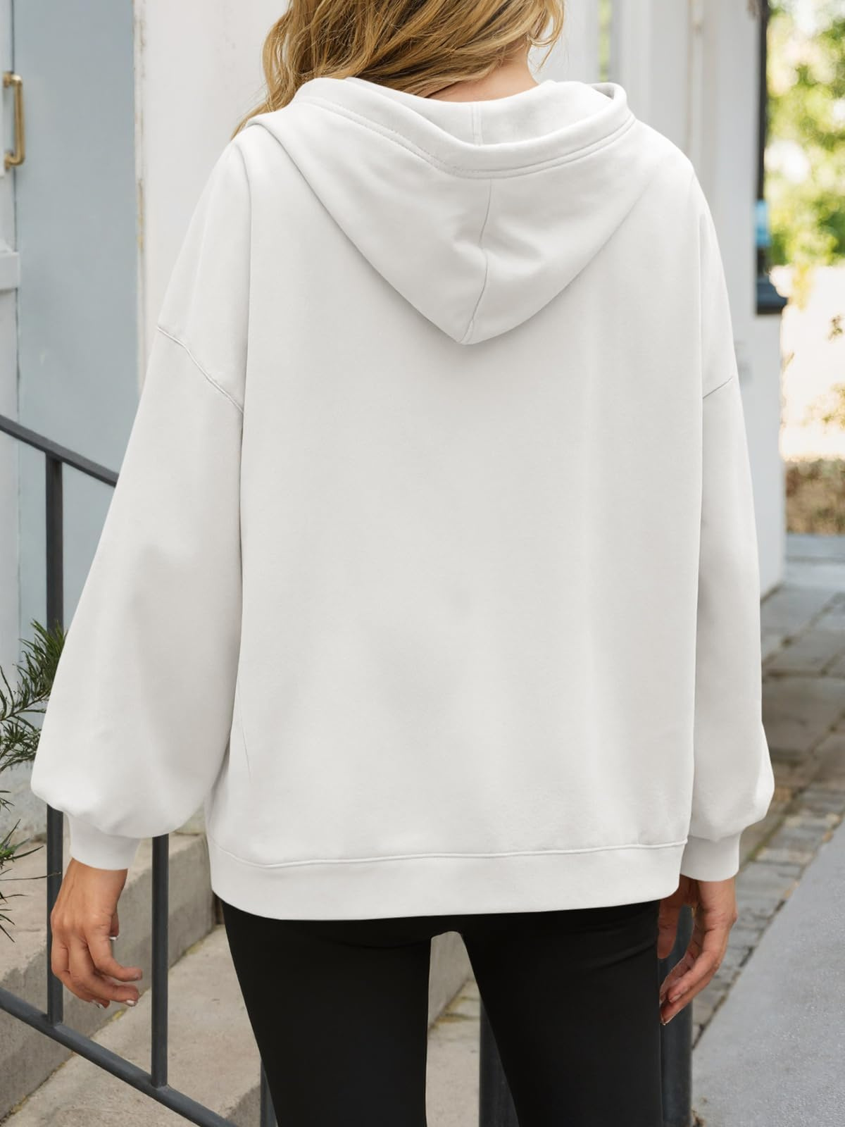 Women's Oversized V-Neck Drawstring Hoodie - Soft Casual Long Sleeve Pullover Sweatshirt - Image 6