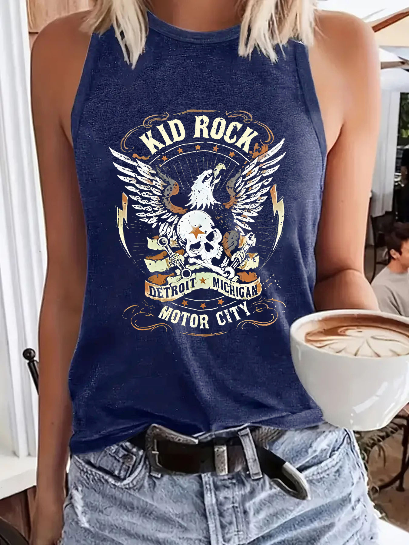 Women's Letter Graphic Crew Neck Sleeveless Tank Top - Casual Summer Graphic Tee - Image 7