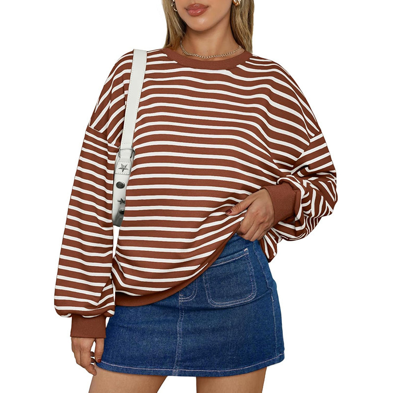 Women's Oversized Striped Pullover Hoodie - Casual Loose Streetwear Cotton Sweatshirt - Image 5