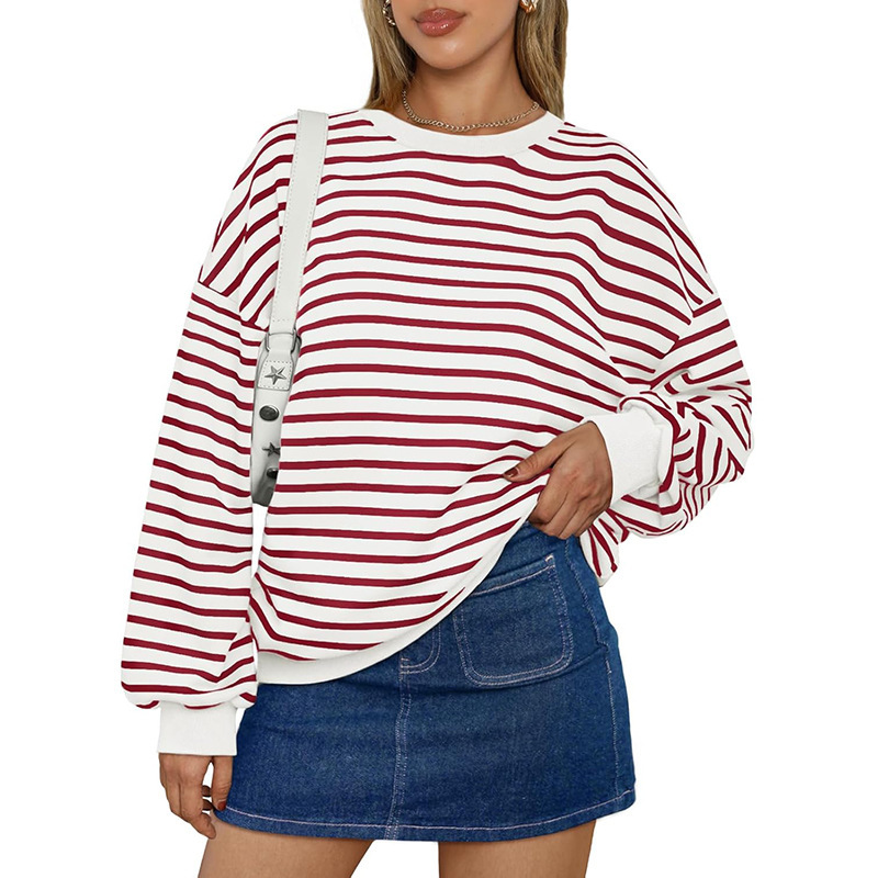 Women's Oversized Striped Pullover Hoodie - Casual Loose Streetwear Cotton Sweatshirt - Image 7