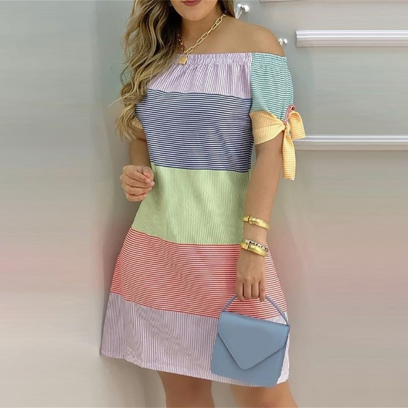 Elegant Off-Shoulder Knot Detail Slim Fit Party Dress for Women - Image 5